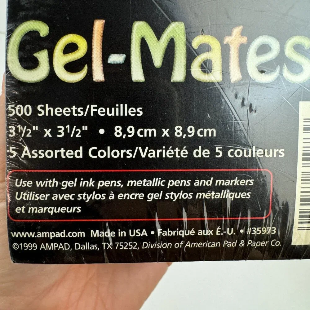 Vtg 1999 Sealed Ampad Gel Mates 500 Sheets Cube Note Pad 5 Diff Colors Y2K READ‎